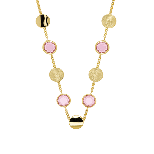 FIO EUGÉNIO CAMPOS EM PRATA 925% DOURADA COM PEDRA ROSA