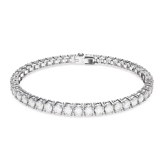 Pulseira Swarovski Matrix M Tennis bracelet, Round cut, White, Rhodium plated