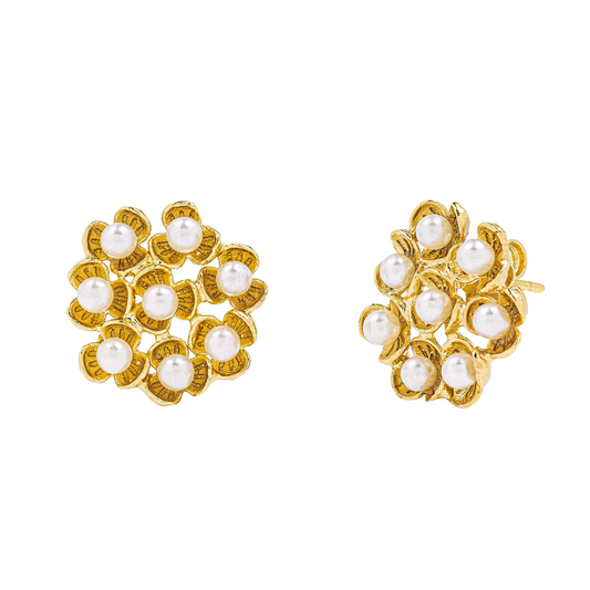 BRINCOS EUGÉNIO CAMPOS EM PRATA 925% DOURADA COM PÉROLAS