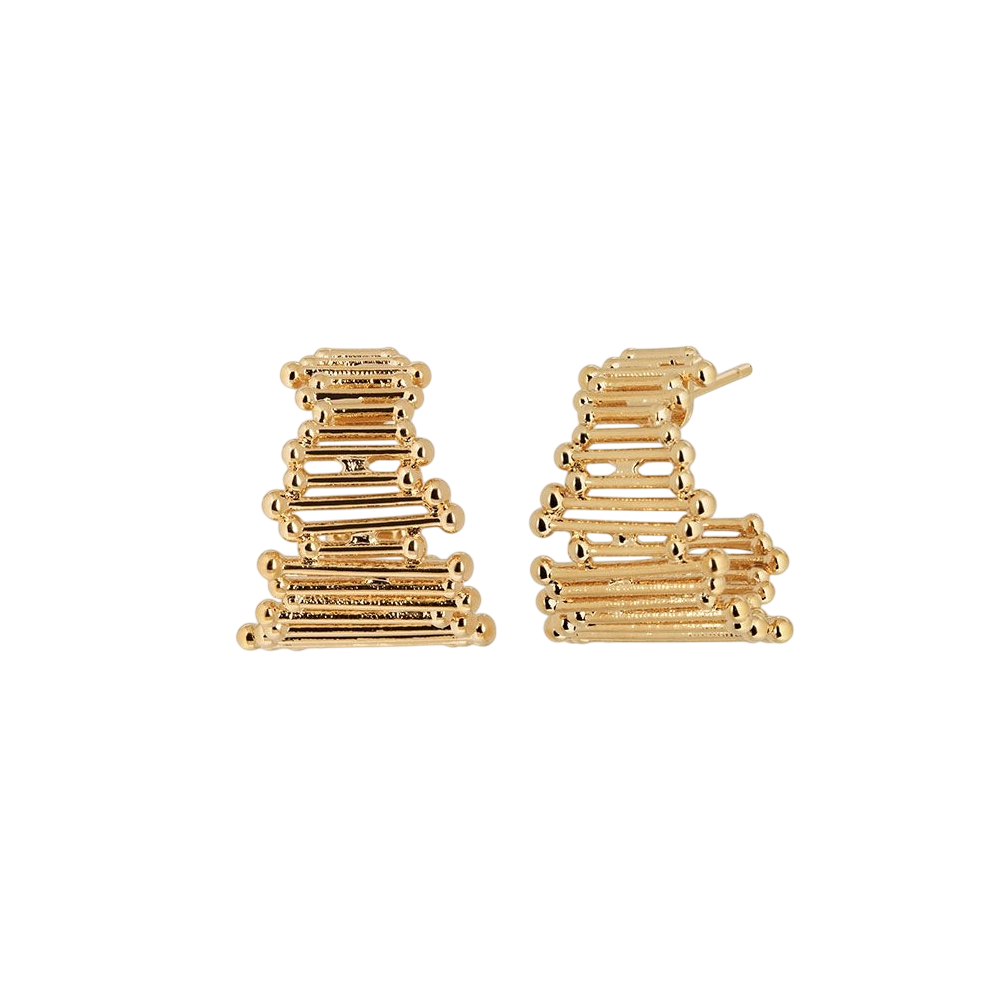 BRINCOS VIDAL & VIDAL EM BRONZE COM BANHO DE OURO 18K