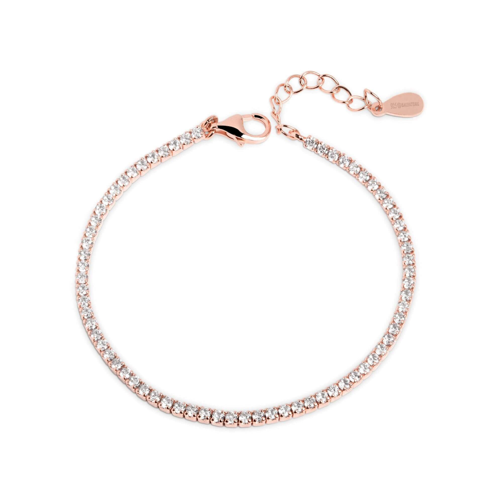 PULSEIRA EM PRATA 925% ROSE GOLD COM ZIRCÓNIAS