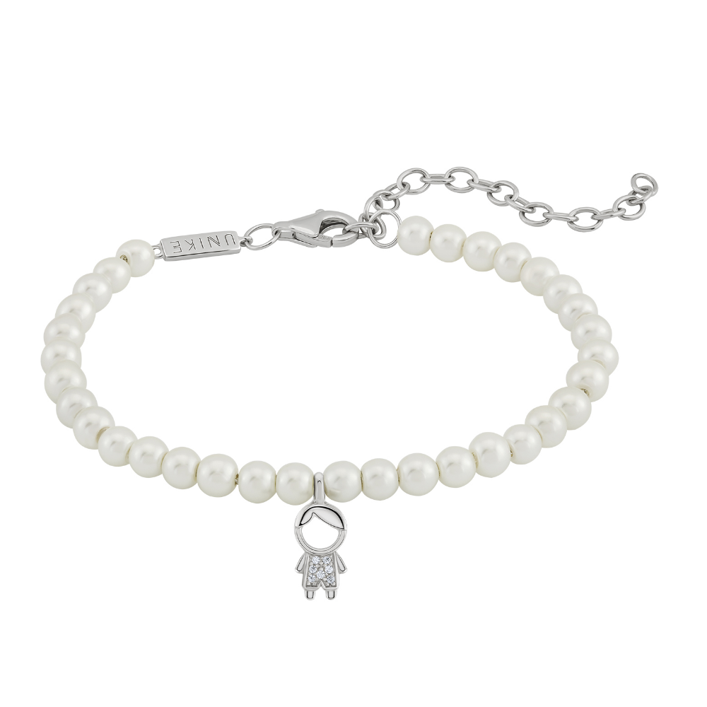 PULSEIRA UNIKE BOY PEARLS EM PRATA 925% COM PÉROLAS E ZIRCÓNIAS