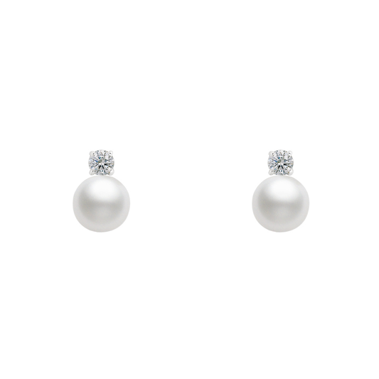 BRINCOS UNIKE CLASSY PEARLS II EM PRATA 925% COM ZIRCÓNIAS "UK.BR.1204.0013"