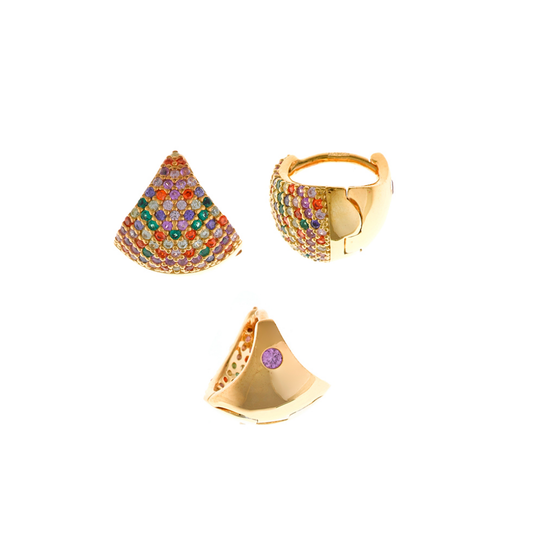 BRINCOS SALVATORE EM PRATA 925% COM ZIRCÓNIAS MULTICOR