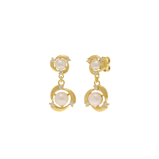 BRINCOS EUGÉNIO CAMPOS LUSH EM PRATA 925% PÉROLAS COM ZIRCÓNIAS