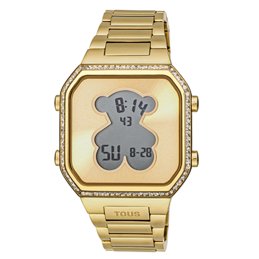 RELÓGIO DIGITAL D-BEAR DOURADO COM ZIRCÓNIAS