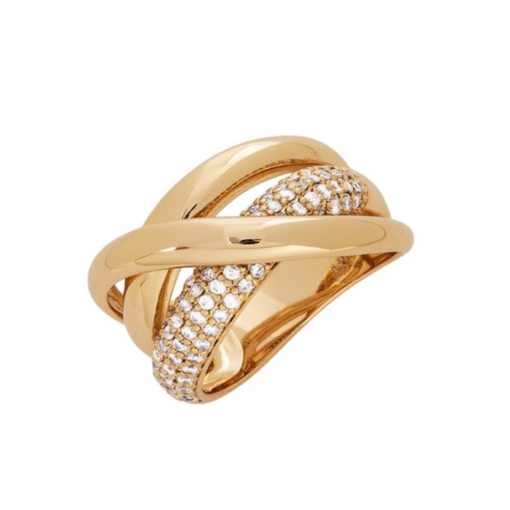 ANEL VIDAL & VIDAL EM BRONZE COM ZIRCÓNIAS BANHADO A OURO 18KT
