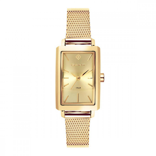 RELÓGIO GANT UTICA DOURADO MALHA MILANESA