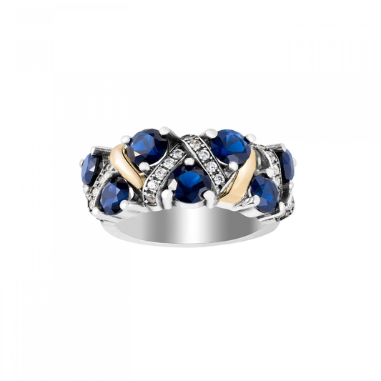 ANEL TASHI EM PRATA 925 E OURO 375 MÓNACO AZUL T16