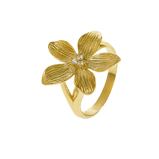 ANEL EUGENIO CAMPOS EM PRATA 925% DORADA C/ ZIRCONIAS