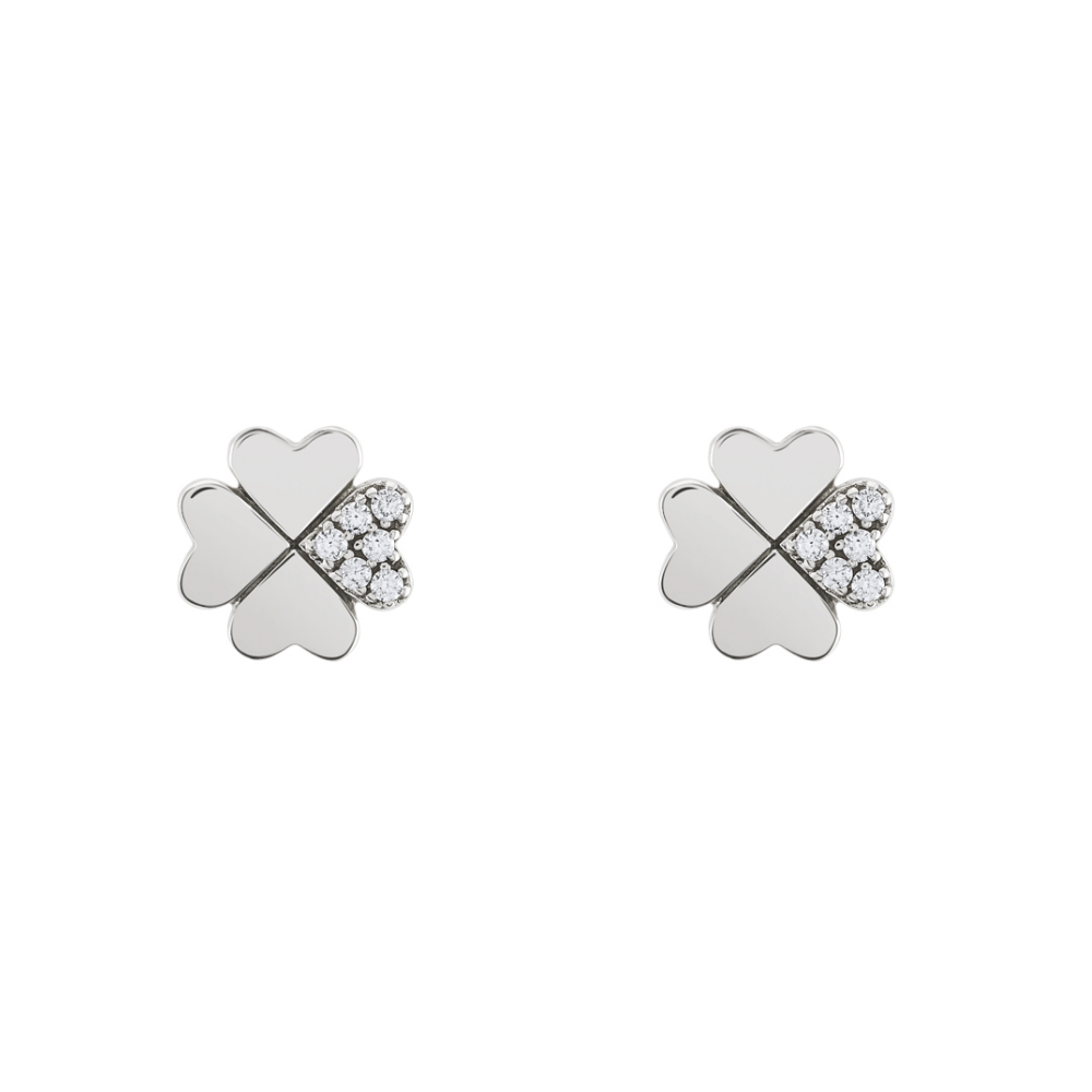 BRINCOS UNIKE MEANINGFUL CLOVER EM PRATA 925% COM ZIRCÓNIAS "UK.TN.1204.0011"