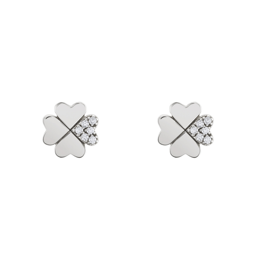 BRINCOS UNIKE MEANINGFUL CLOVER EM PRATA 925% COM ZIRCÓNIAS "UK.TN.1204.0011"