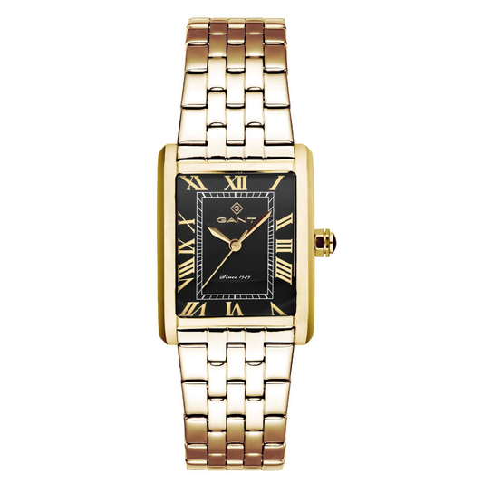 RELÓGIO GANT RHODE ISLAND 24 PRETO AÇO DOURADO