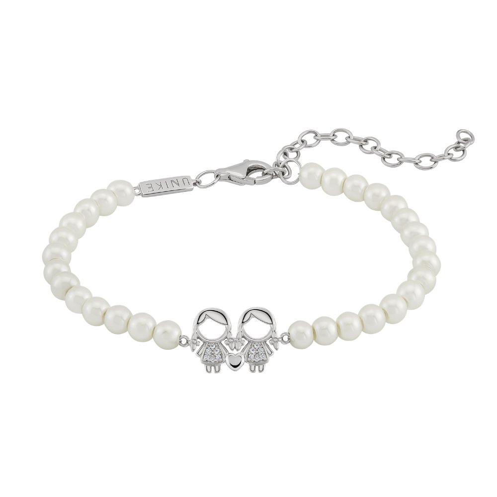 PULSEIRA UNIKE GIRL & GIRL PEARLS EM PRATA 925% COM PÉROLAS E  ZIRCÓNIAS