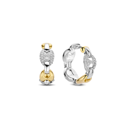 ARGOLAS TI SENTO EM PRATA 925% BICOLOR COM ZIRCÓNIAS