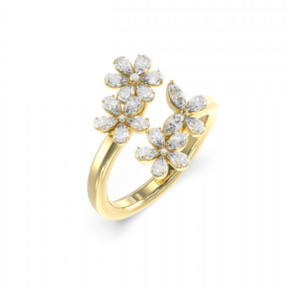 ANEL GUESS FLOWER EM AÇO DOURADO COM ZIRCÓNIAS