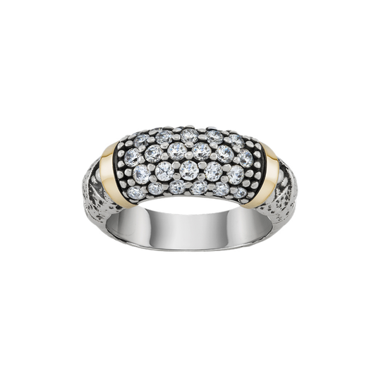 ANEL TASHI BY ME BRANCO EM PRATA 925% E OURO 375 COM ZIRCÓNIAS