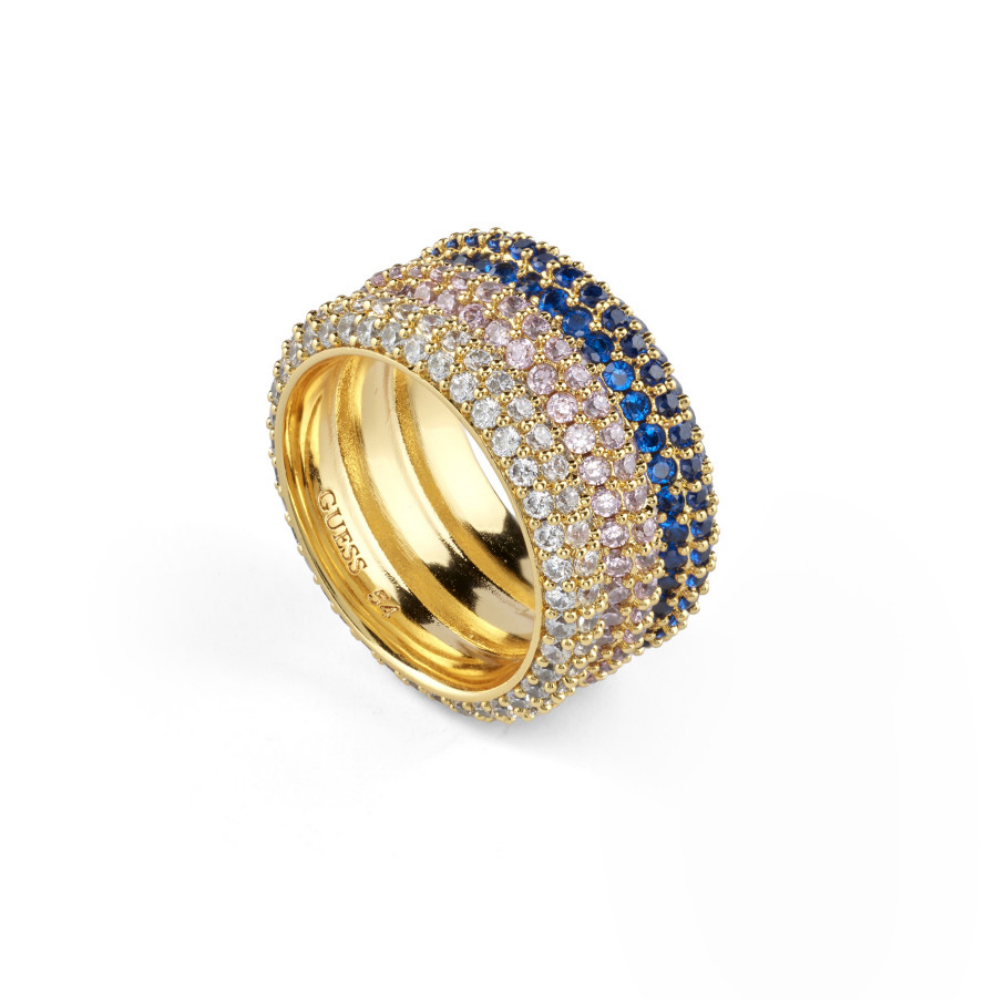 ANEL GUESS EM AÇO DOURADO COM ZIRCÓNIAS