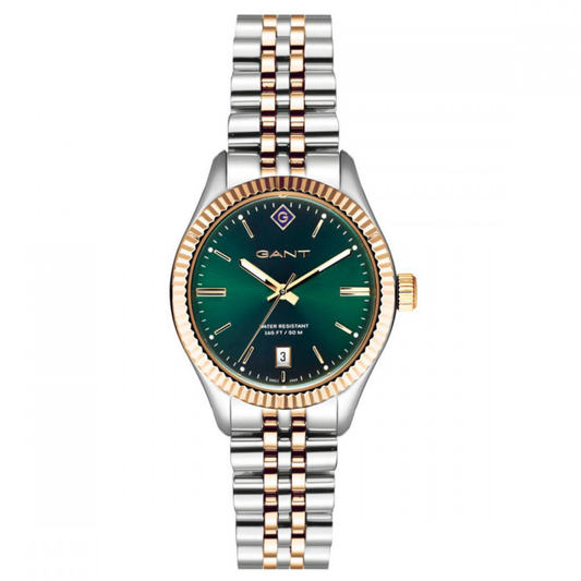 RELOGIO GANT SENHORA SUSSEX BICOLOR 34mm MOST. VERDE G136023