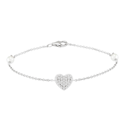 PULSEIRA UNIKE CLASSY & CHIC HEART EM PRATA 925% COM ZIRCÓNIAS "UK.PU.1204.0036"