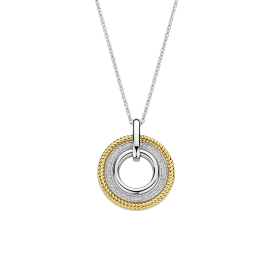 COLAR TI SENTO EM PRATA 925% BICOLOR COM ZIRCÓNIAS