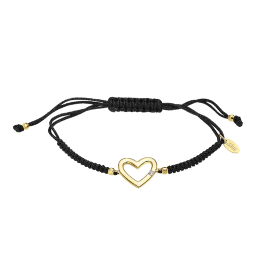 PULSEITA LOTUS EM PRATA 925% DOURADA CORAÇÃO COM ZIRCÓNIA