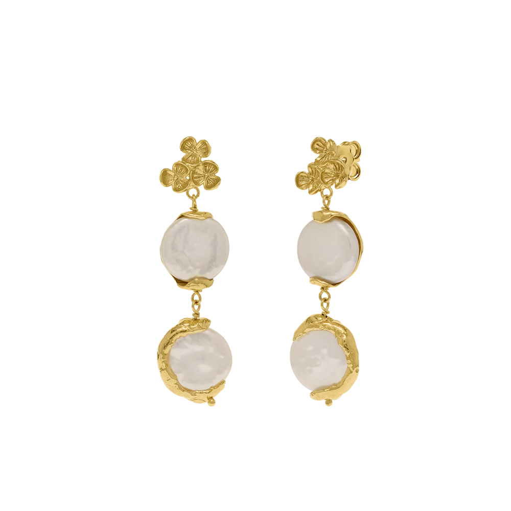 BRINCOS EUGÉNIO CAMPOS EM PRATA 925% COM PÉROLAS DE ÁGUA DOCE