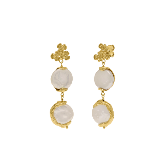 BRINCOS EUGÉNIO CAMPOS EM PRATA 925% COM PÉROLAS DE ÁGUA DOCE