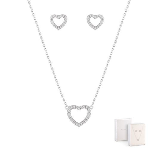 CONJUNTO UNIKE MEANINGFUL HEARTS I EM PRATA 925% COM ZIRCÓNIAS