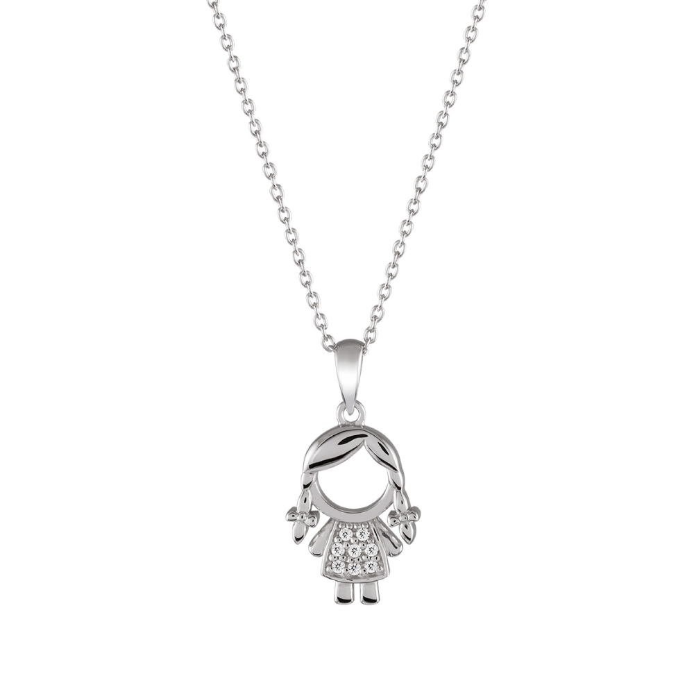 COLAR UNIKE MEANINGFUL GIRL EM PRATA 925% COM ZIRCÓNIAS "UK.CL.1110.0001"