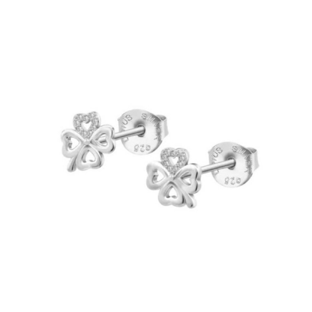 BRINCOS LOTUS EM PRATA 925% TREVO COM ZIRCÓNIAS