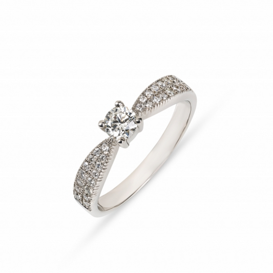 ANEL ROMANTIS EM OURO 19,2K C/ DIAMANTES 0,55 CT C/                CERTIFICADO IGI