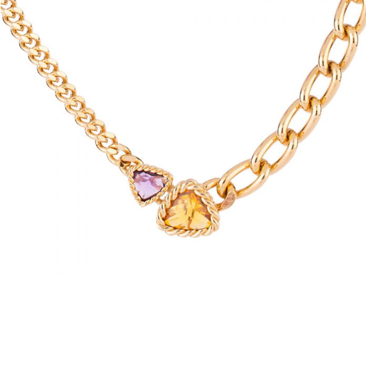 COLAR REBECCA COLEÇÃO COCKTAIL EM BRONZE COM PEDRAS