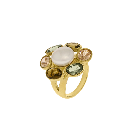 ANEL EUGÉNIO CAMPOS EVERGREEN EM PRATA 925% DOURADA- AJUSTAVEL