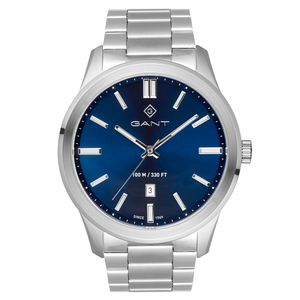 RELÓGIO GANT BRIDGETON EM AÇO PRATEADO MOSTRADOR AZUL "G182003"