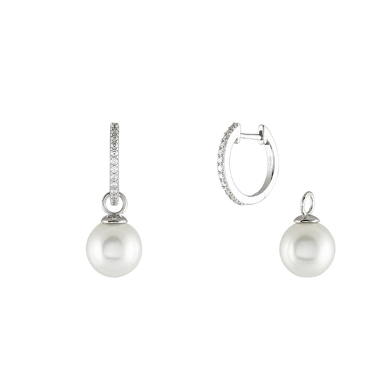 BRINCOS UNIKE CLASSY PEARLS III EM PRATA 925% COM ZIRCÓNIAS "UK.AR.1204.0009"