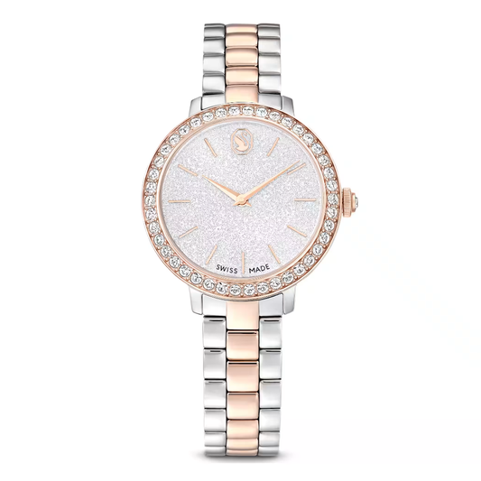 Relógio Swarovski Matrix 3-link Fabrico suíço, Pulseira de metal, Prata, Acabamento em rosa dourado