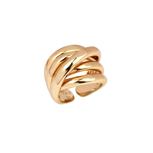 ANEL VIDAL & VIDAL EM BRONZE COM BANHO DE OURO 18K