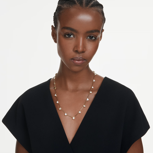 CONJUNTO COLAR+PULSEIRA SWAROVSKI DOURADO COM CRISTAL