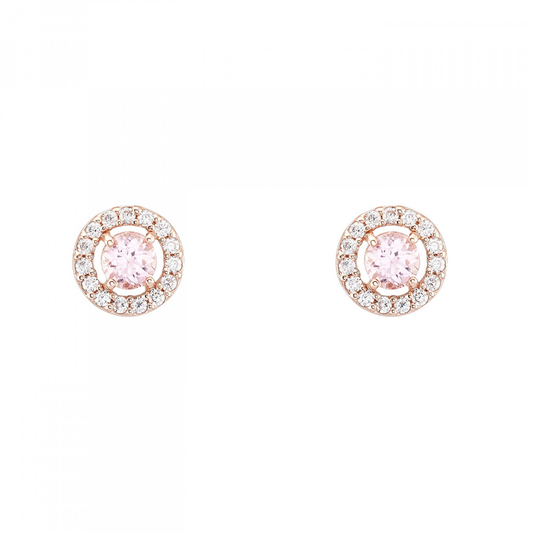 BRINCOS UNIKE EM PRATA 925% LOVE IN ROSE SOLITAIRE PINK