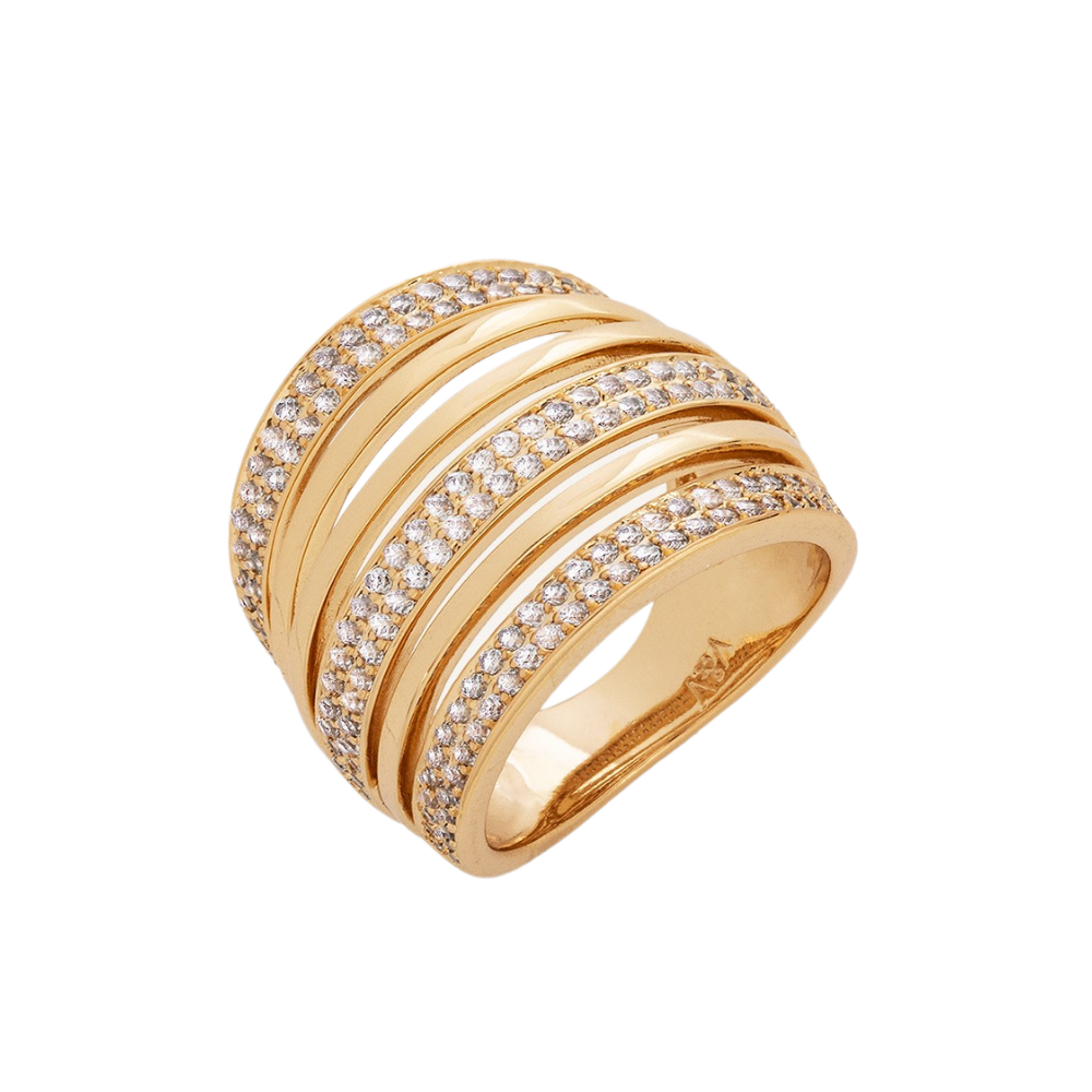 ANEL VIDAL & VIDAL EM BRONZE COM ZIRCÓNIAS BANHADO A OURO 18KT