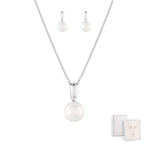 CONJUNTO UNIKE CLASSY PEARLS I EM PRATA 925% COM "UK.PK.1202.0003"