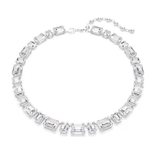 Colar Swarovski Tennis Millenia, Lapidação octogonal, Branco, Lacado a ródio