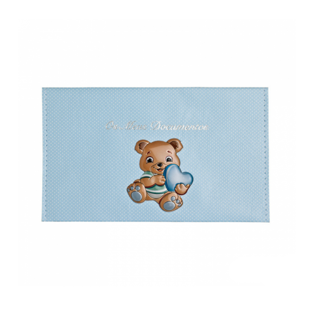 PORTA DOCUMENTOS PELE C/URSO AZUL