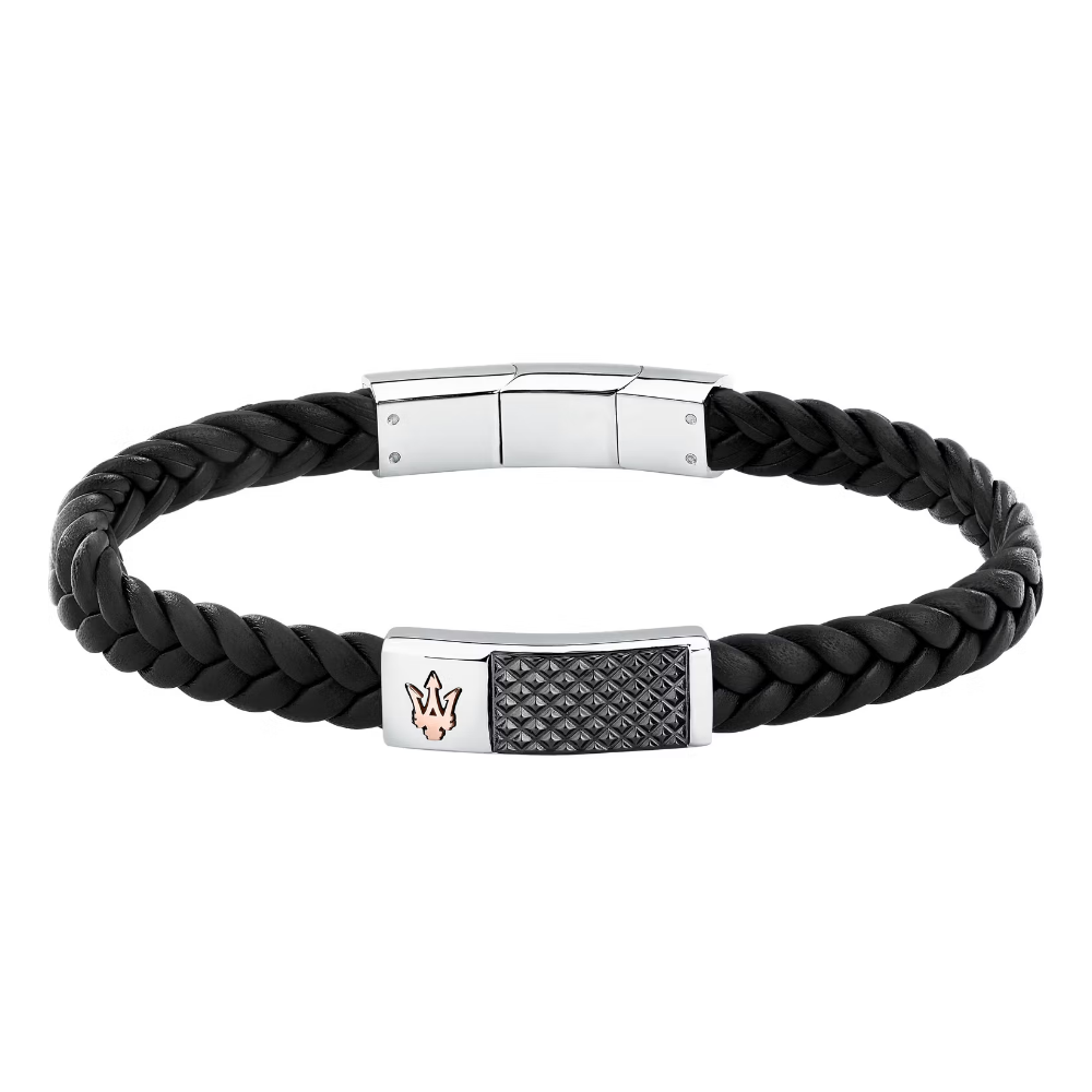 PULSEIRA MASERATI EM AÇO E PELE "JM424AVE26"