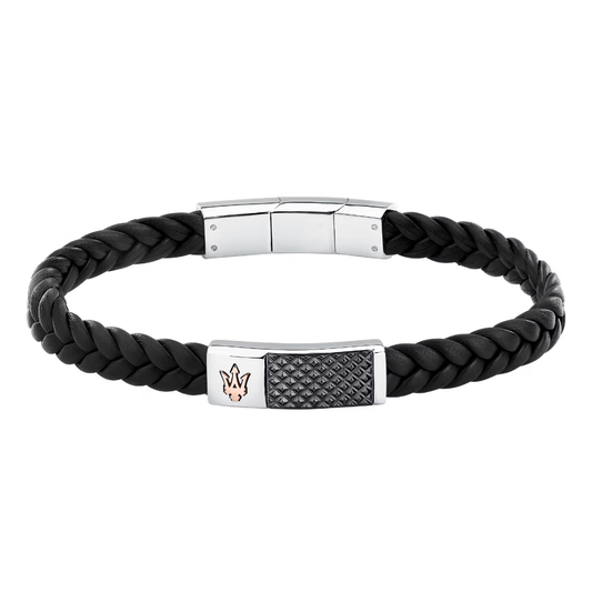 PULSEIRA MASERATI EM AÇO E PELE "JM424AVE26"