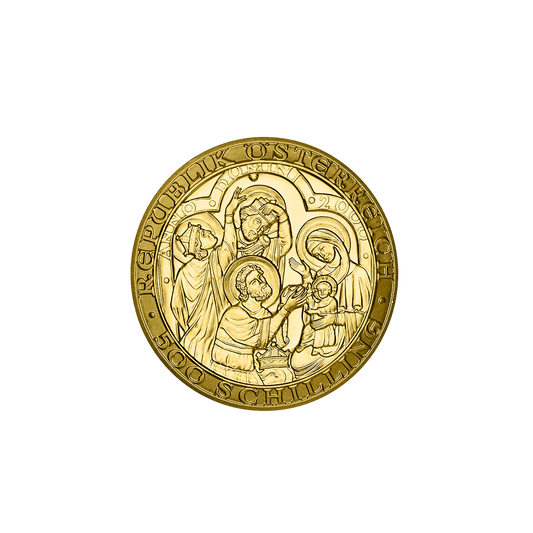 Moeda de ouro de 10g - 2000 anos de Cristianismo - Nascimento de Cristo - 2000