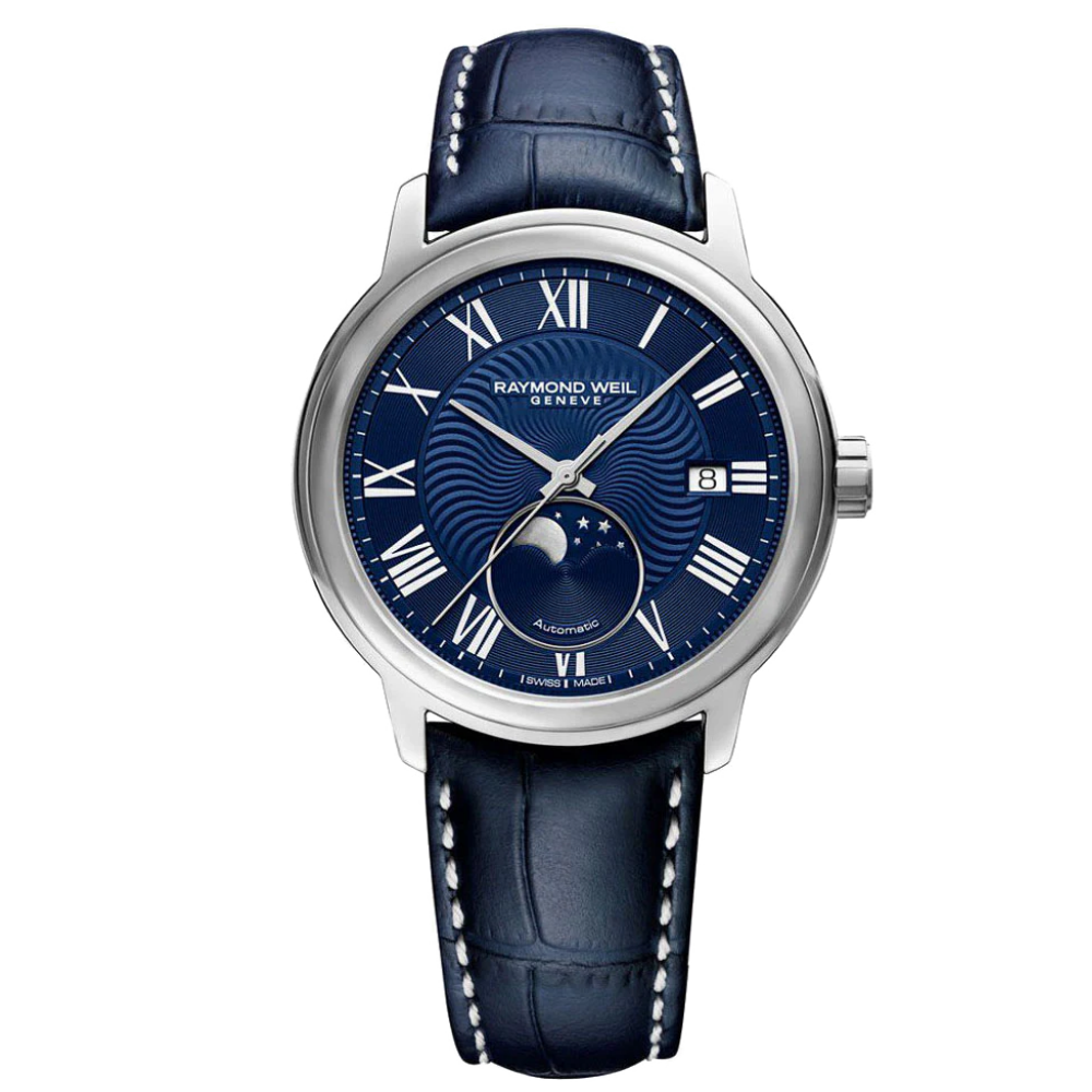 RELOGIO RAYMOND WEIL MAESTRO AÇO MUST. AZUL MOON PHASE