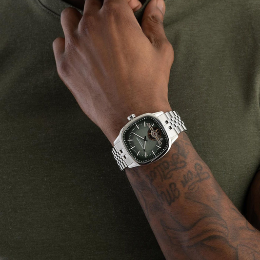 RELOGIO RAYMOND WEIL FREELANCER H AÇO MST. VERDE N: SÉRIE E009627