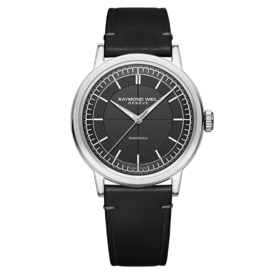 RELOGIO RAYMOND WEIL MILLESIME AUTOMATICO MOSTRADOR CINZA MRACELETE PELE  2925-STC-60001